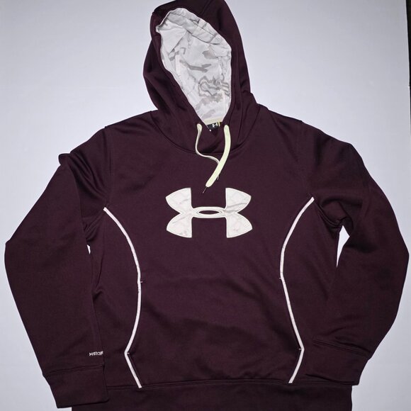 Under Armour Mens Burgundy Purple and White Pullover Hoodie Size XL - Picture 1 of 9